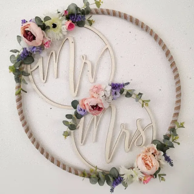 Mr and mrs hoop wreath
